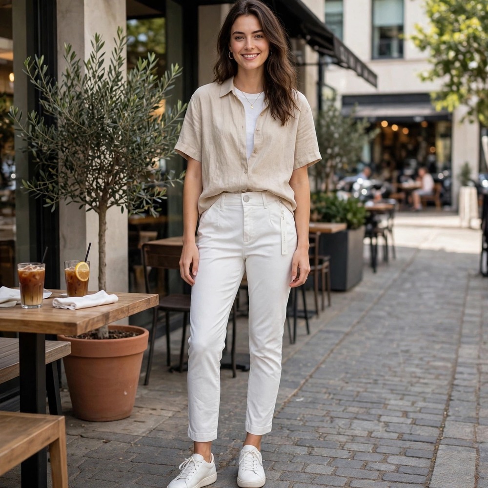 Caslon Womens White Chino Pants Straight Leg Stretch Cotton Size 4 NEW